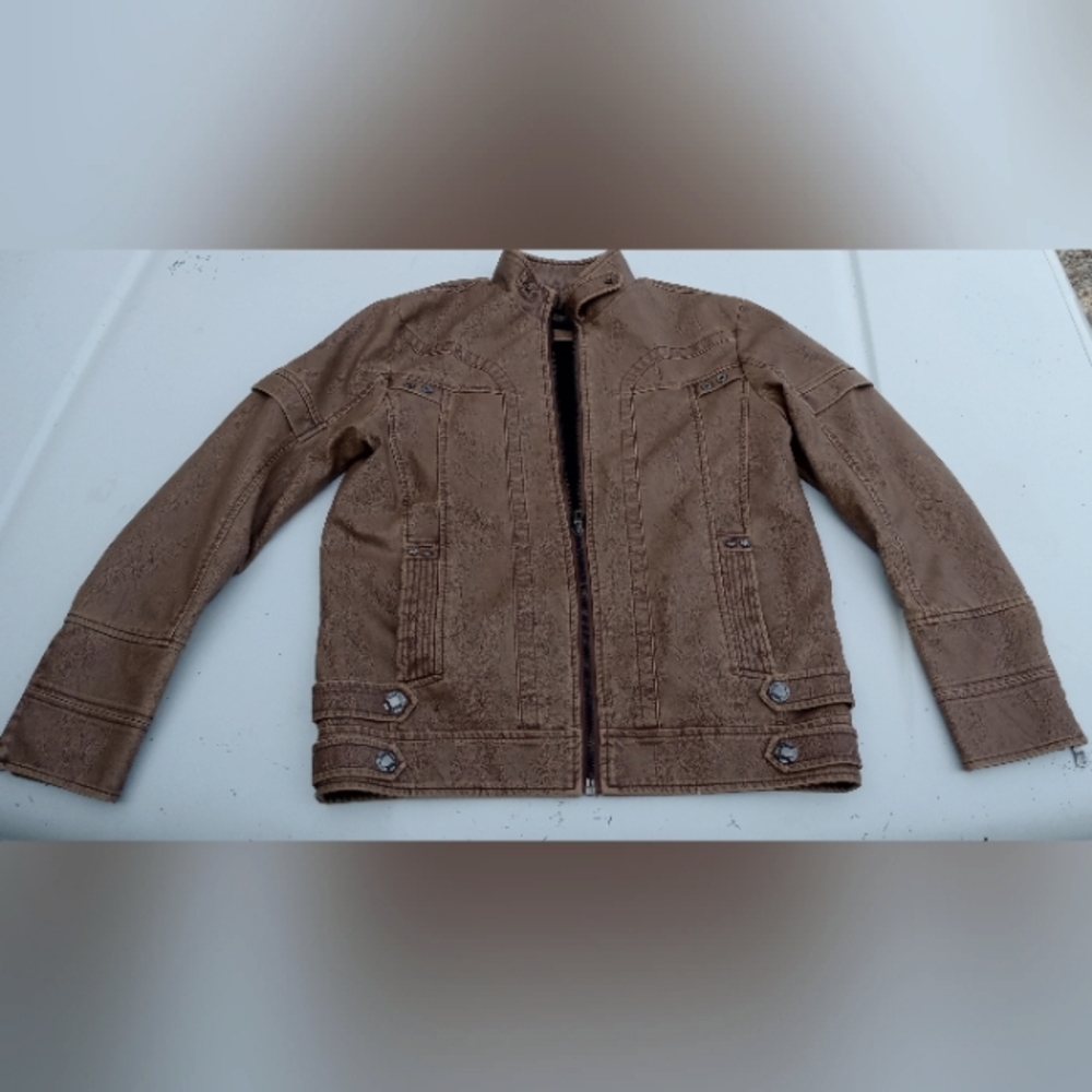Faux leather riding jacket